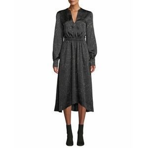 Vince Constellation Print Satin V-Neck Dress